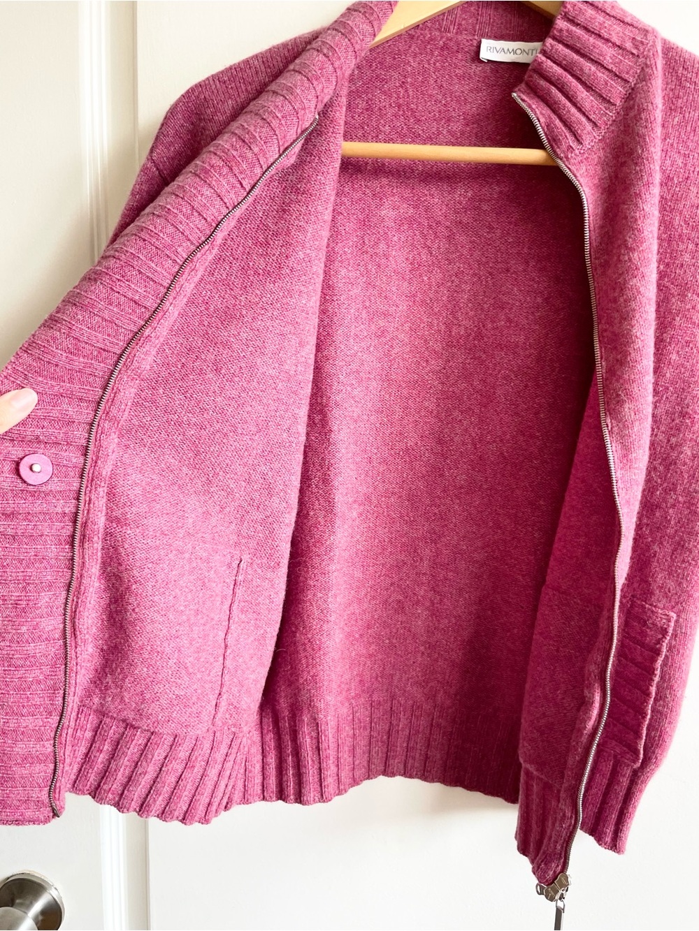 Rivamonti Womens Wrap Style Wool Alpaca Raspberry Mauve Sweater S Brunello - Picture 7 of 12